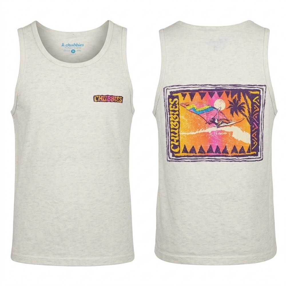 Chubbies Mens Medium Heather Gray Retro Windsurfing Graphic Tank Top SS24CA0730H
